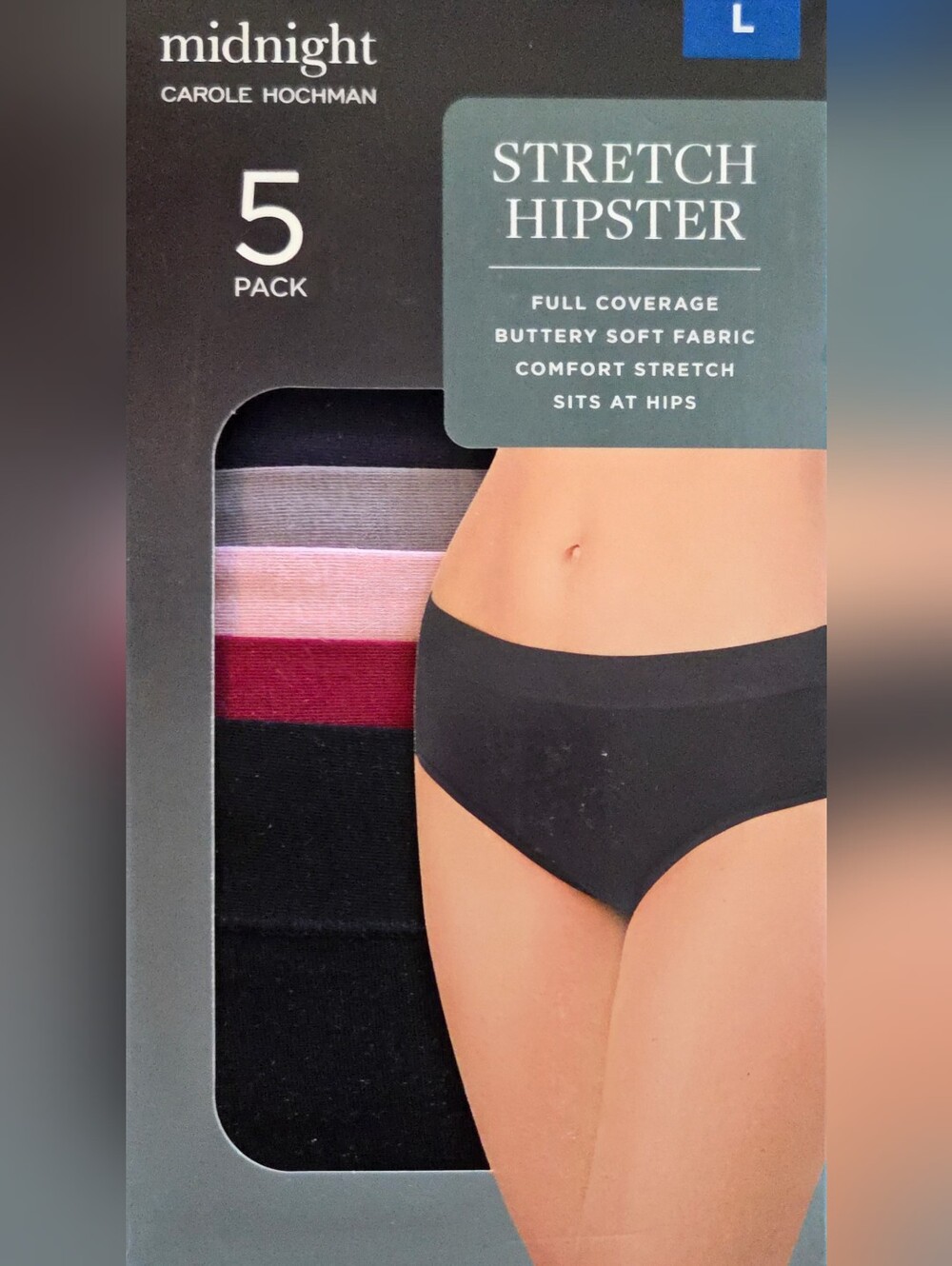 Carole Hockman Women's 5-Pack Stretch  Hipster Panties Size Large. Buttery Soft